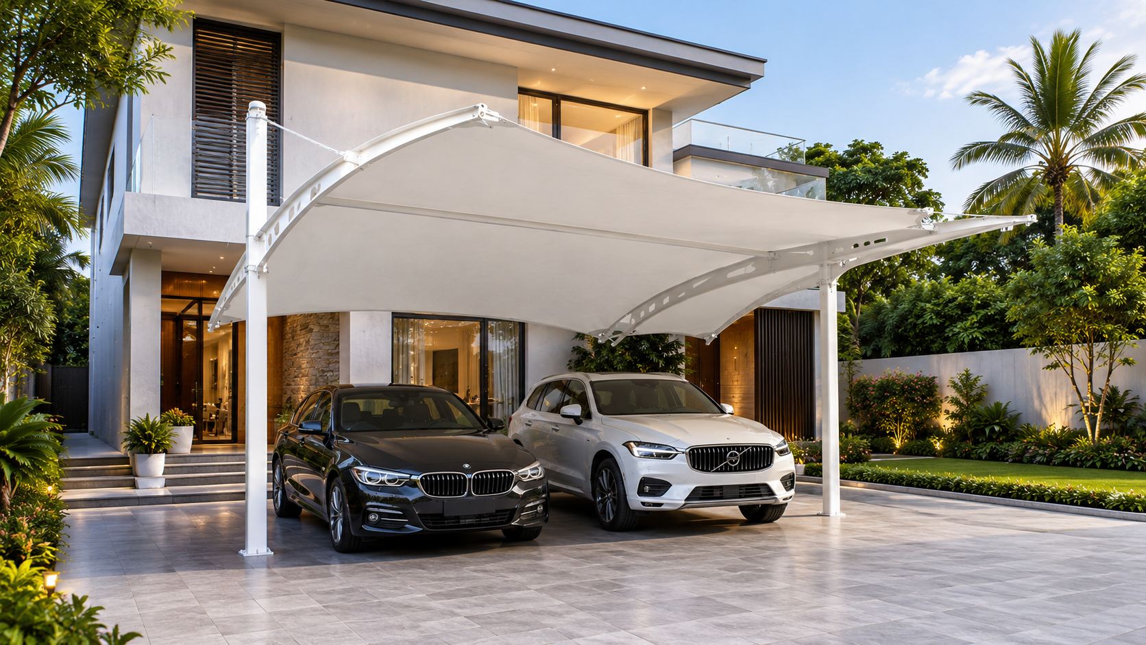 Application of Awning Canopies Car Parking Shades